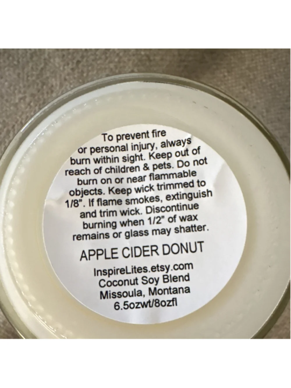 InspireLites Candle Co Apple Cider Donut Scented Jar Candle Coconut Soy Blend